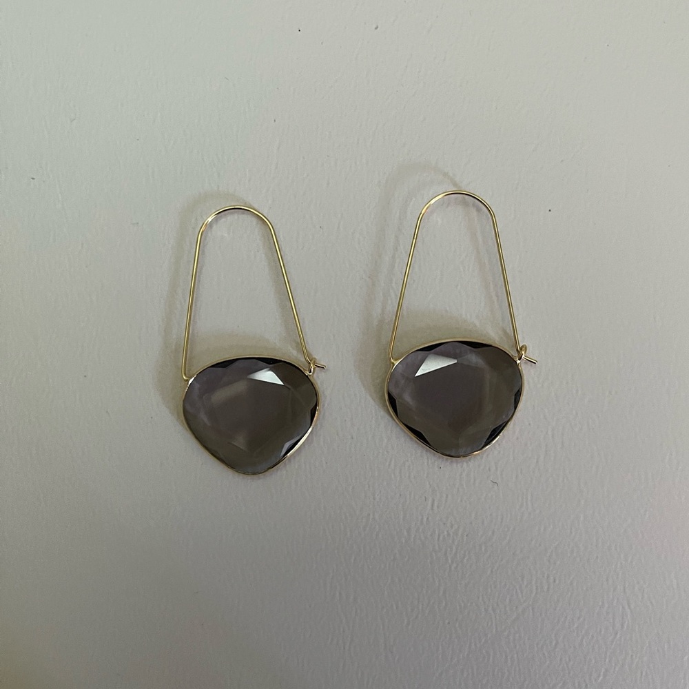 Anthropologie Clear Glass earrings with gold plated hooks